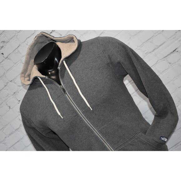 The North Face Hoodie Jacket Mens Size Small Thick Heavy Faux Fur Fleece Gray - Picture 1 of 7